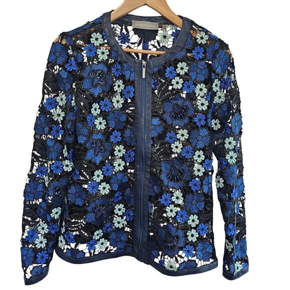 Bagatelle Floral Jacket Womens Small Blue Embroidered Floral Whimysgoth Sheer - Picture 1 of 10